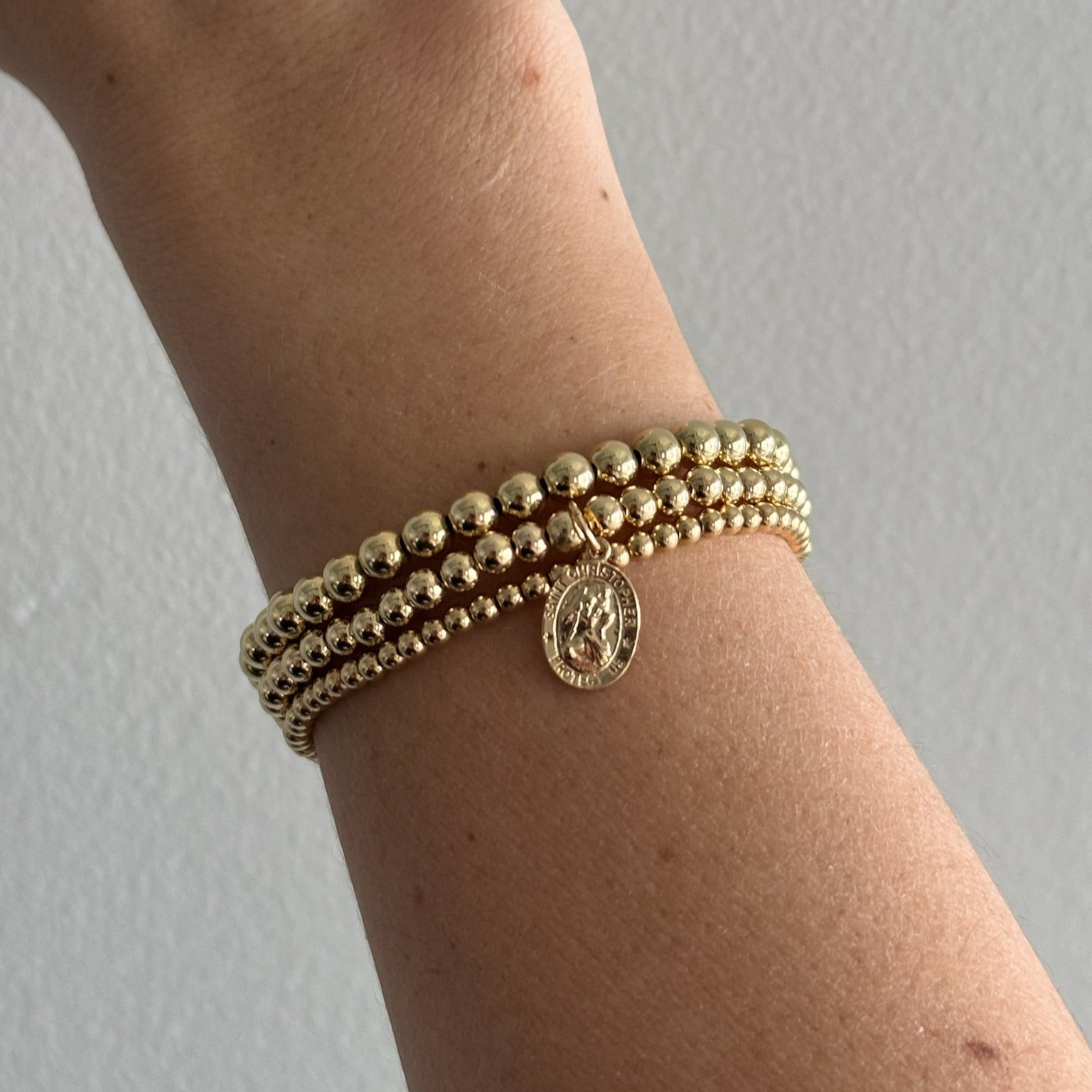 st. christopher juno bracelet triple stack (3+4+5mm)